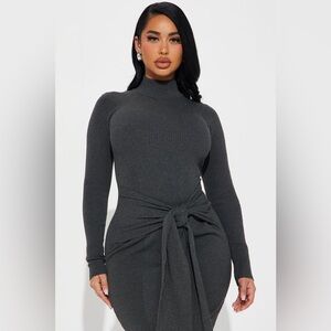 Fashion Nova Tie Front Sweater Dress